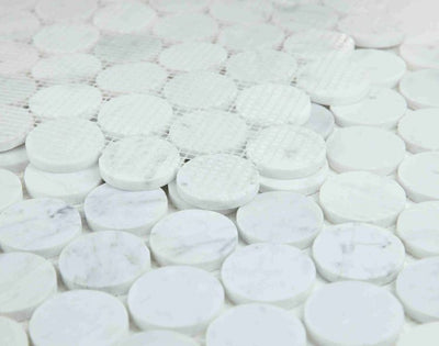 Carrara Marble Large 2” Penny-Round Honed Mosaic