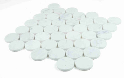 Carrara Marble Large 2” Penny-Round Honed Mosaic