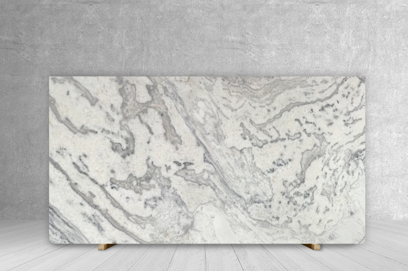 MARBLE WHITE SUPER LEATHER SLAB 3/4 112 x 65