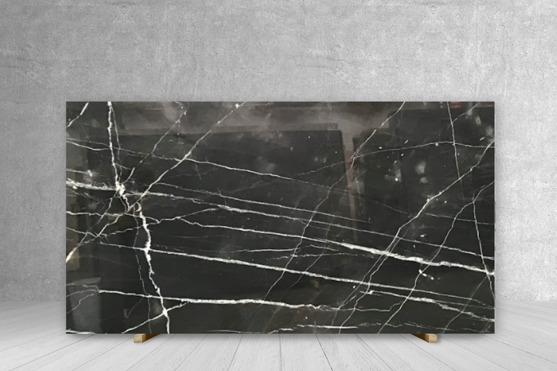 MARBLE NERO PULPIS / CALACATTA BLACK POLISHED SLAB 3/4 114 x 70