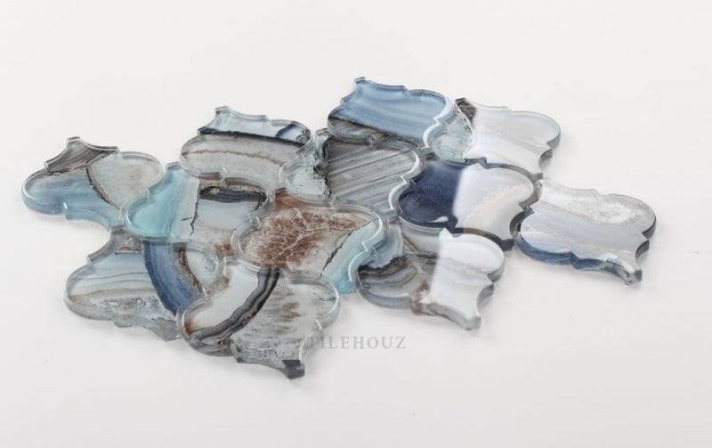 Aladdin Shell Blue 8.75 X 12.25 Glass Mosaic Tile