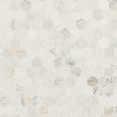 Arabescato Venato White 2" Hexagon Honed