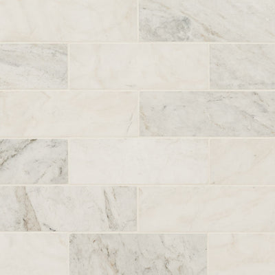 Arabescato Venato White 4 x 12 Honed Marble Tile