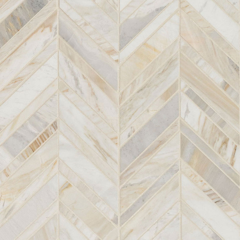 ATHENA GOLD MARBLE CHEVRON PATTERN HONED MOSAIC