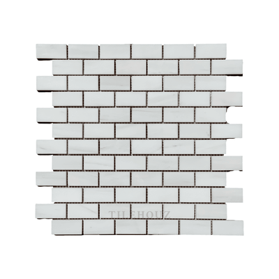 White Dolomite (Bianco Dolomiti) 1X2 Brick Mosaic Polished/honed