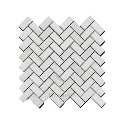 White Dolomite (Bianco Dolomiti) 1X2 Herringbone Mosaic Polished/honed