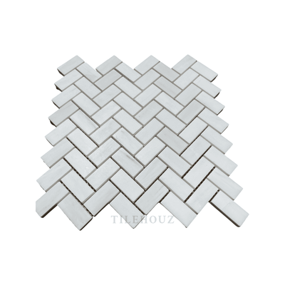 White Dolomite (Bianco Dolomiti) 1X2 Herringbone Mosaic Polished/honed