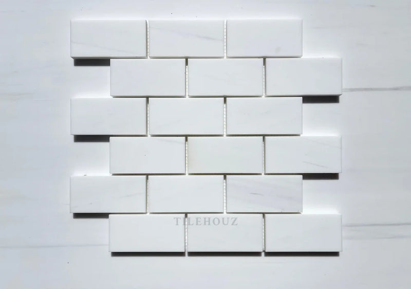 Bianco Dolomite 2X4 Brick Mosaic Polished/Honed (Premium) Marble