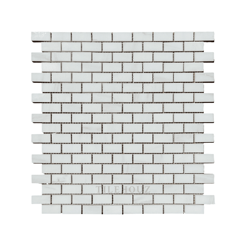 White Dolomite (Bianco Dolomiti) 5/8X1 1/4 Mini Brick Mosaic Polished/honed