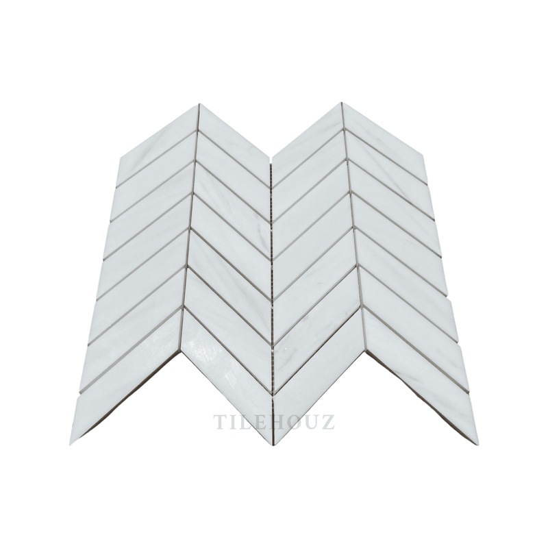 White Dolomite (Bianco Dolomiti) Large Chevron Mosaic Polished/honed