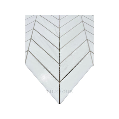 White Dolomite (Bianco Dolomiti) Large Chevron Mosaic Polished/honed