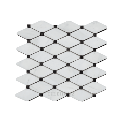 White Dolomite (Bianco Dolomiti) Octave Mosaic W/black Dots Polished/honed