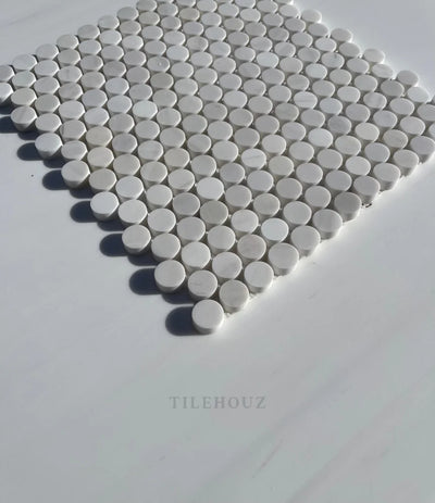 Bianco Dolomite Penny Mosaic Honed (Premium) Marble