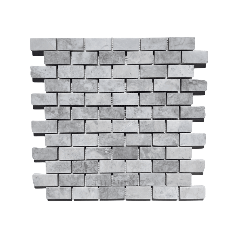 Bianco Grigio Dolomite 1X2 Leathered Mosaic