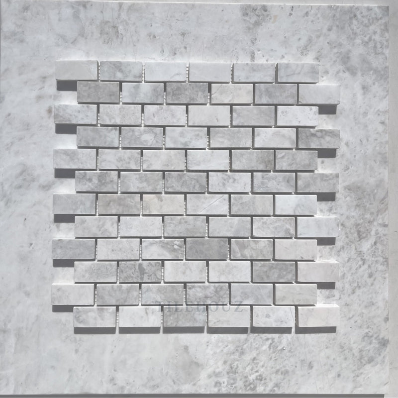 Bianco Grigio Dolomite 1X2 Leathered Mosaic