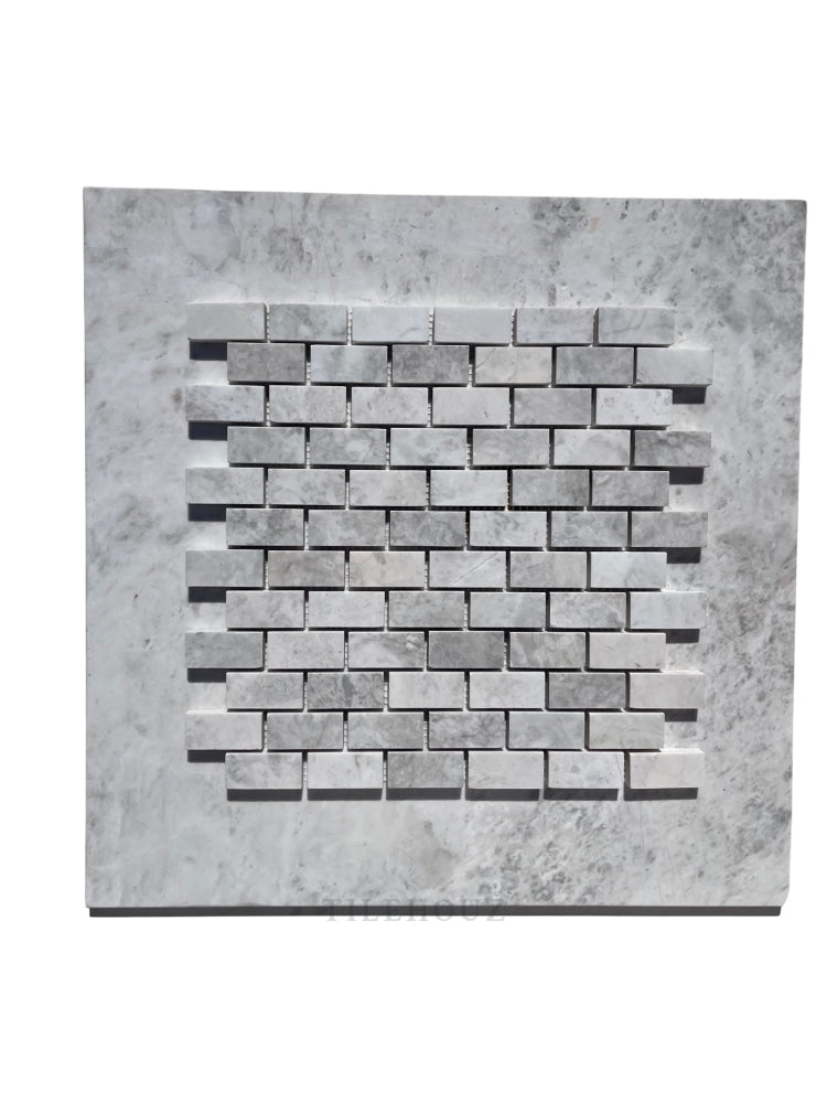 Bianco Grigio Dolomite 1X2 Leathered Mosaic