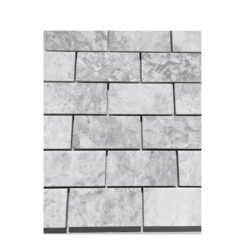 Bianco Grigio Dolomite 2X4 Leathered Mosaic