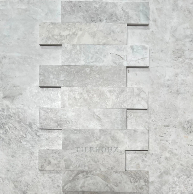 Bianco Gris Dolomite 2X8 Leathered Tile Marble