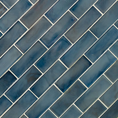 Blue Storm 2x6 Glass Subway Tile