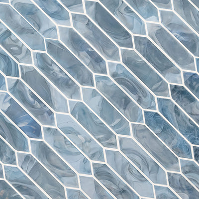 Blue Storm Glass Picket Mosaic