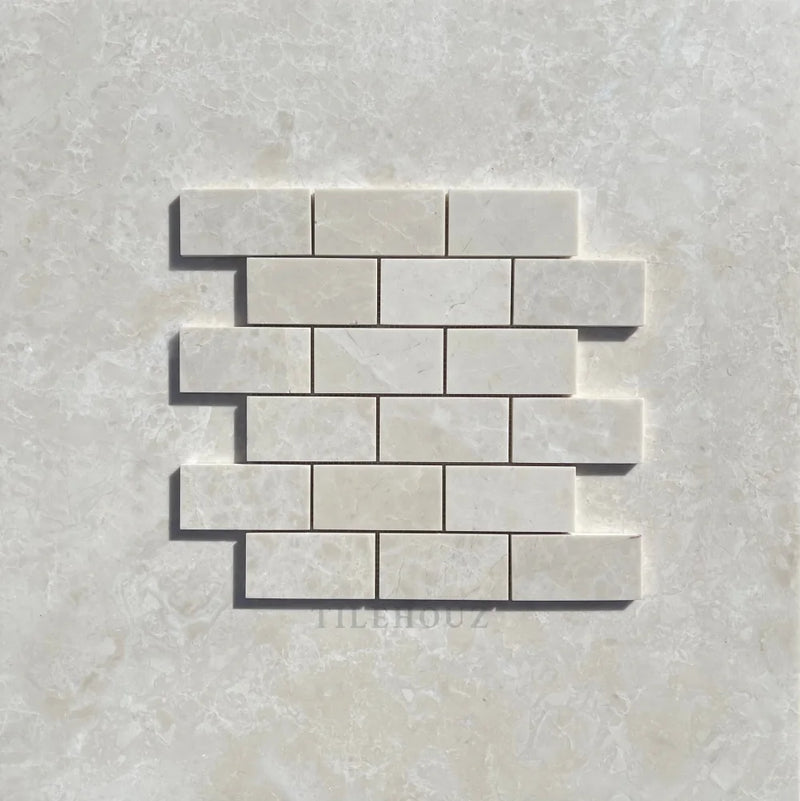 Botticino Beige Marble 2X4 Brick Mosaic Polished