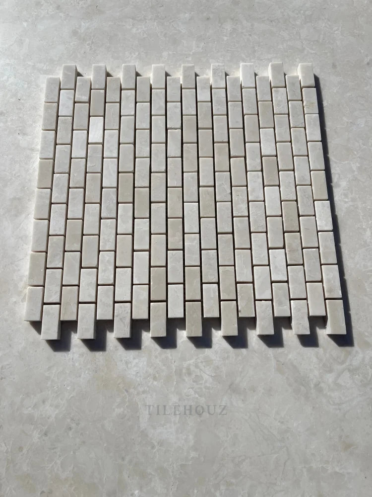 Botticino Beige Marble 5/8X1 1/4 Mini Brick Mosaic Polished