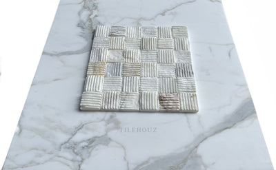 Calacatta Gold Marble 2X2 Textured Mosaic
