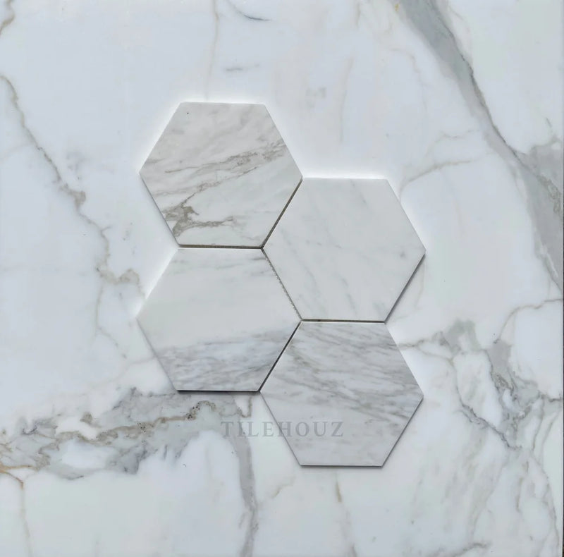 Calacatta Gold Marble 6 Hexagon Mosaic Polished/Honed