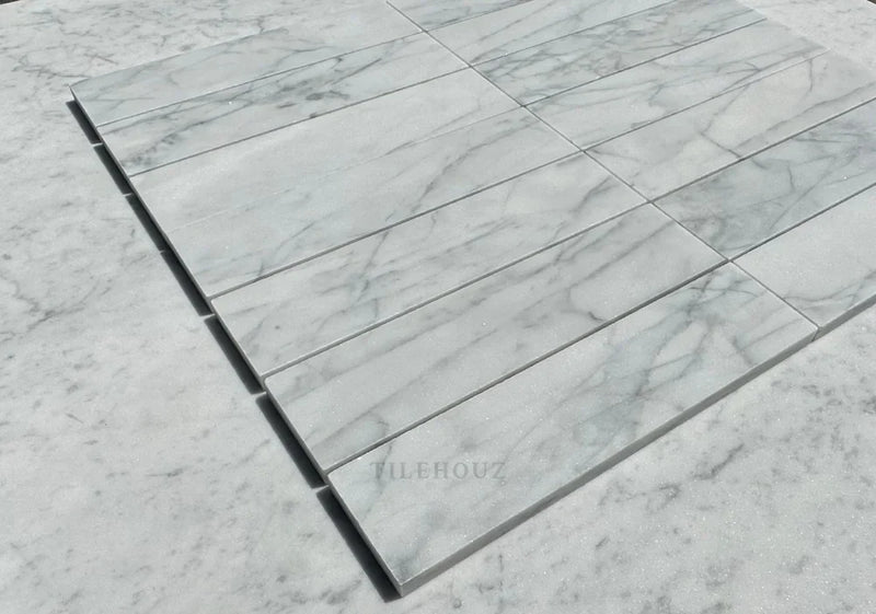 Carrara White Marble 2X8 Tile Polished&Honed