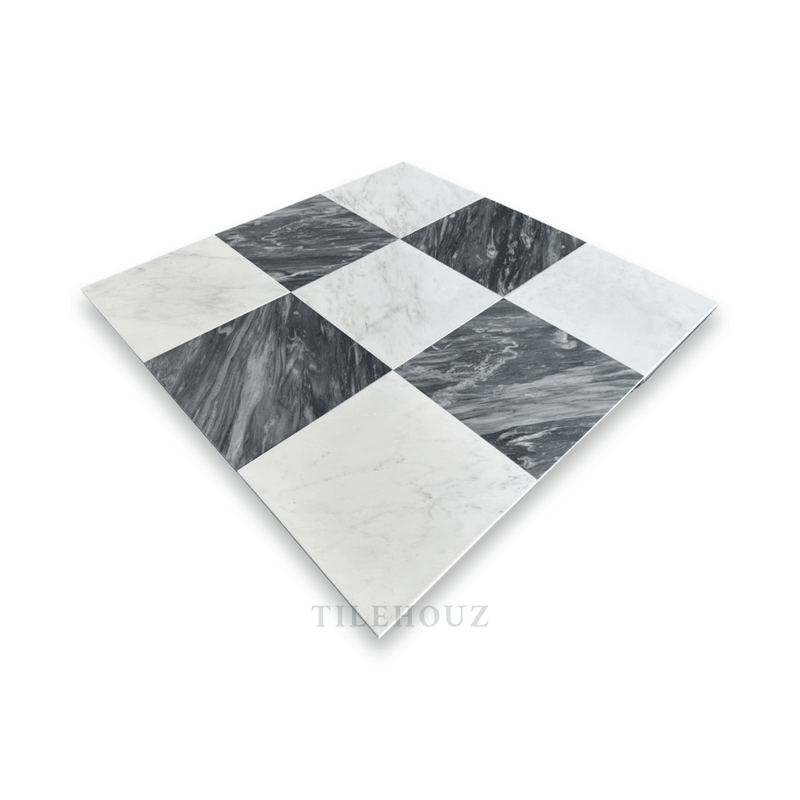 Checkerboard Nuvolato & Asian Statuary Marble