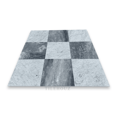 Checkerboard Carrara & Nuvolato Marble