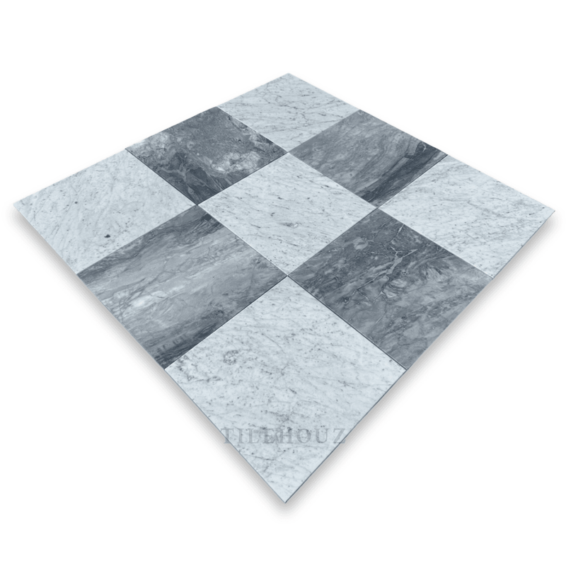 Checkerboard Carrara & Nuvolato Marble