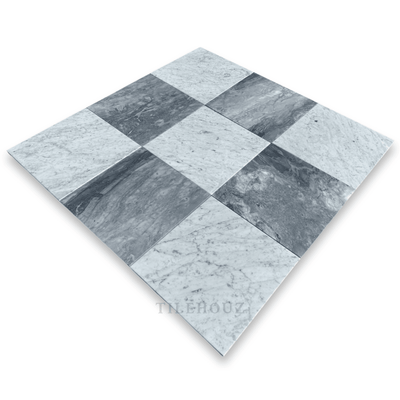 Checkerboard Carrara & Nuvolato Marble