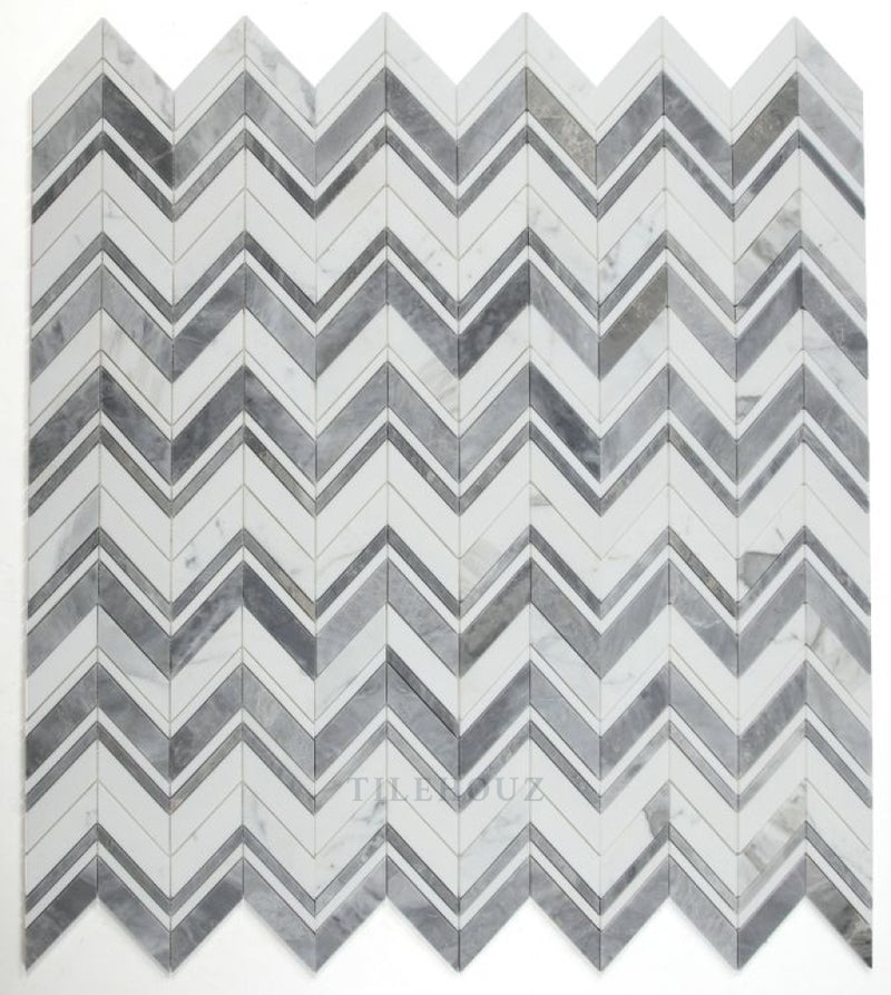 Chevron Ravenna Grey 11.75 X 12.25 Marble