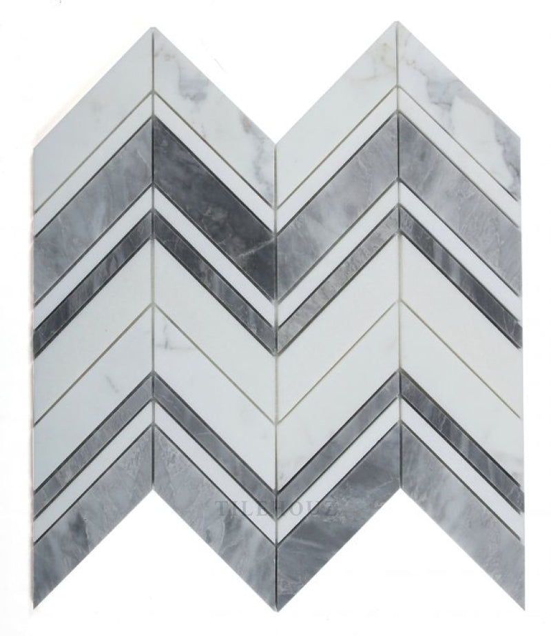 Chevron Ravenna Grey 11.75 X 12.25 Marble