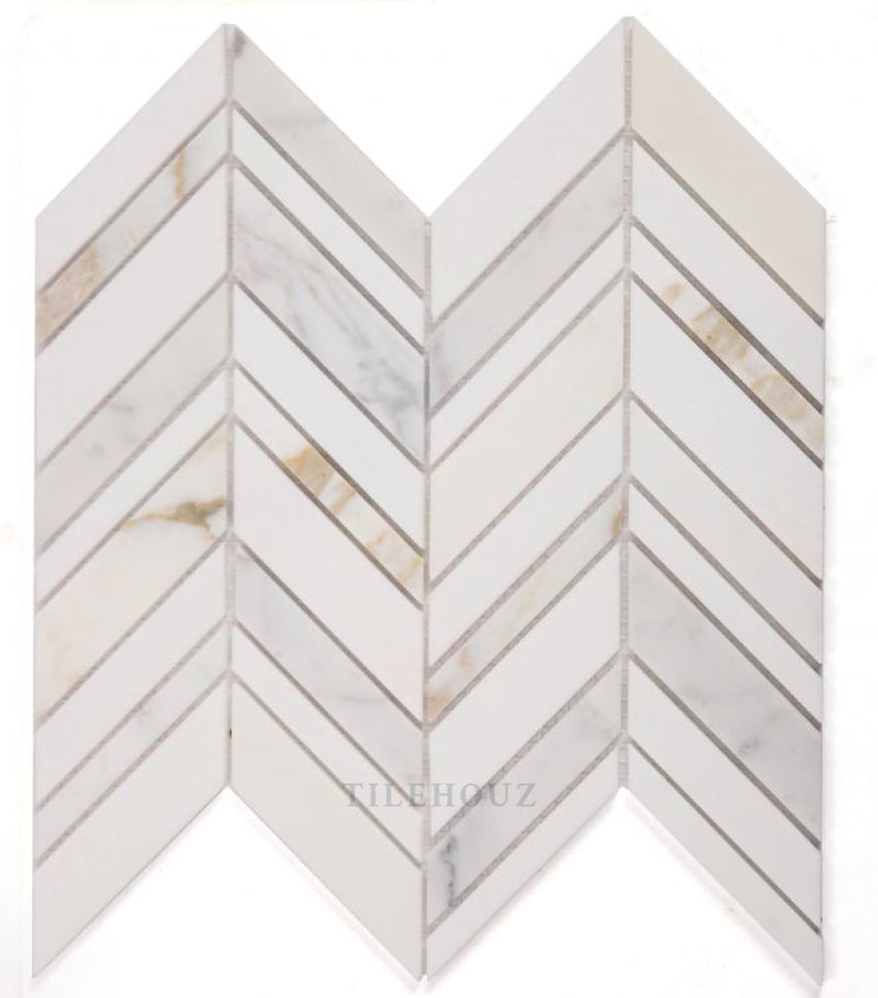 Chevron Shadow Calacatta 11.75 X 12 Marble