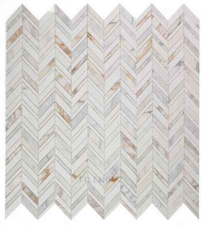 Chevron Shadow Calacatta 11.75 X 12 Marble