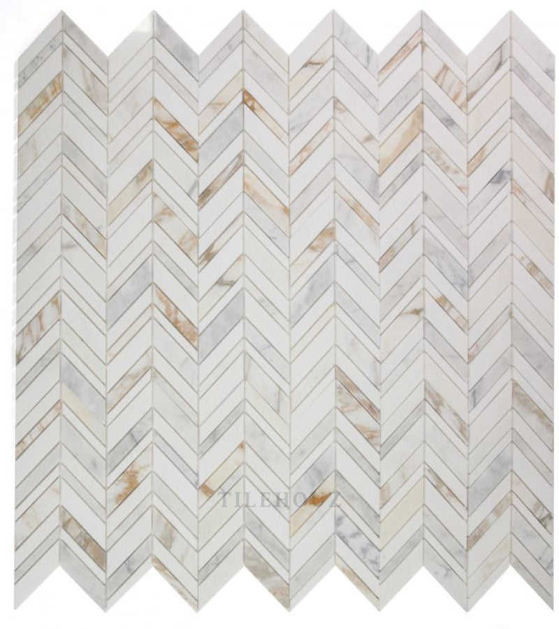 Chevron Shadow Calacatta 11.75 X 12 Marble