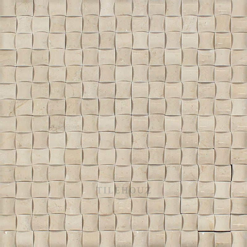 Crema Marfil Marble 3-D Small Bread Mosaic Tile Polished&honed Tiles