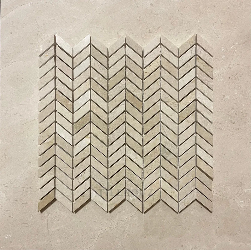 Crema Marfil Marble Mini Chevron Mosaic Polished/Honed