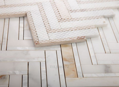 Diana Herringbone Calacatta 11 X 11.75 Pearl