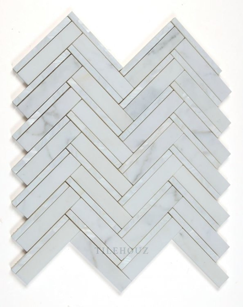 Diana Herringbone White 11 X 11.75 Pearl