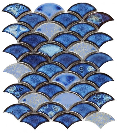 Dragon Scale Royal Blue 9.75 X 12 Handmade Porcelain