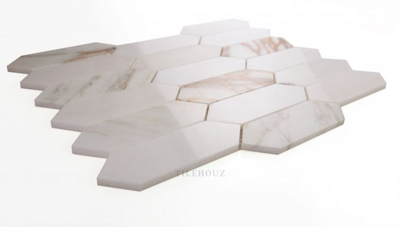 Elongated Hex Calacatta 11.75 X 15 Marble