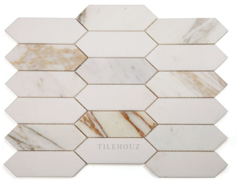 Elongated Hex Calacatta 11.75 X 15 Marble