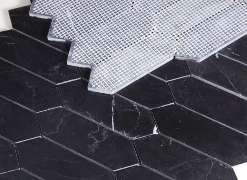 Elongated Hex Marquina 11.75 X 15 Marble