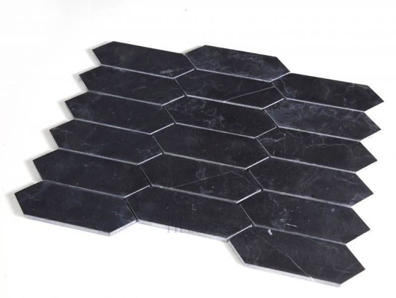 Elongated Hex Marquina 11.75 X 15 Marble