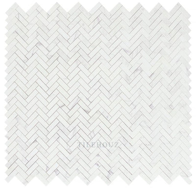 Herringbone Calacatta White Honed 11.25 X 12.5 Marble