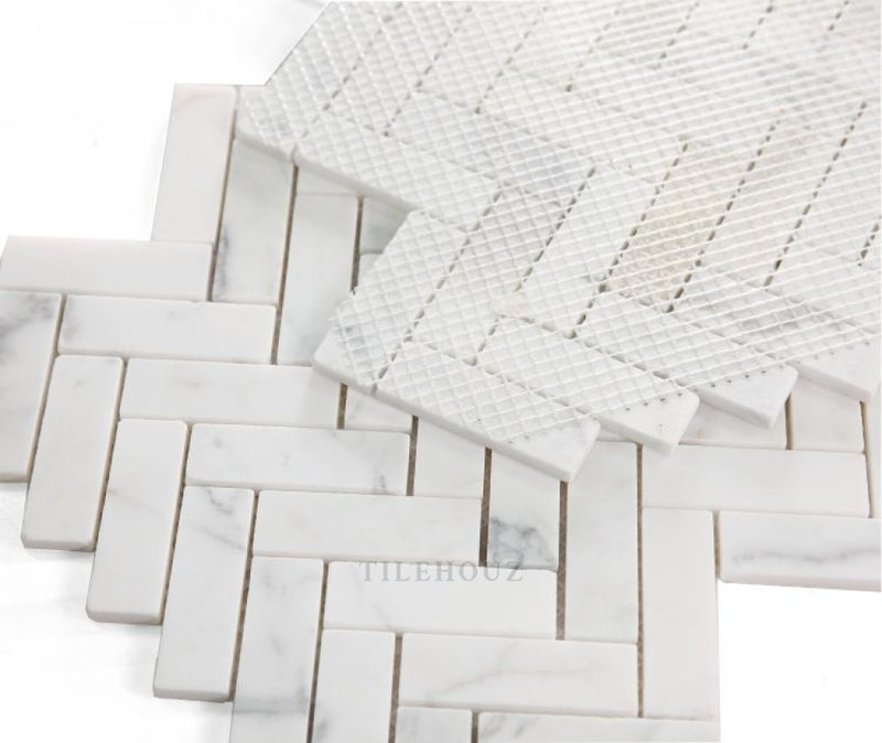 Herringbone Calacatta White Honed 11.25 X 12.5 Marble