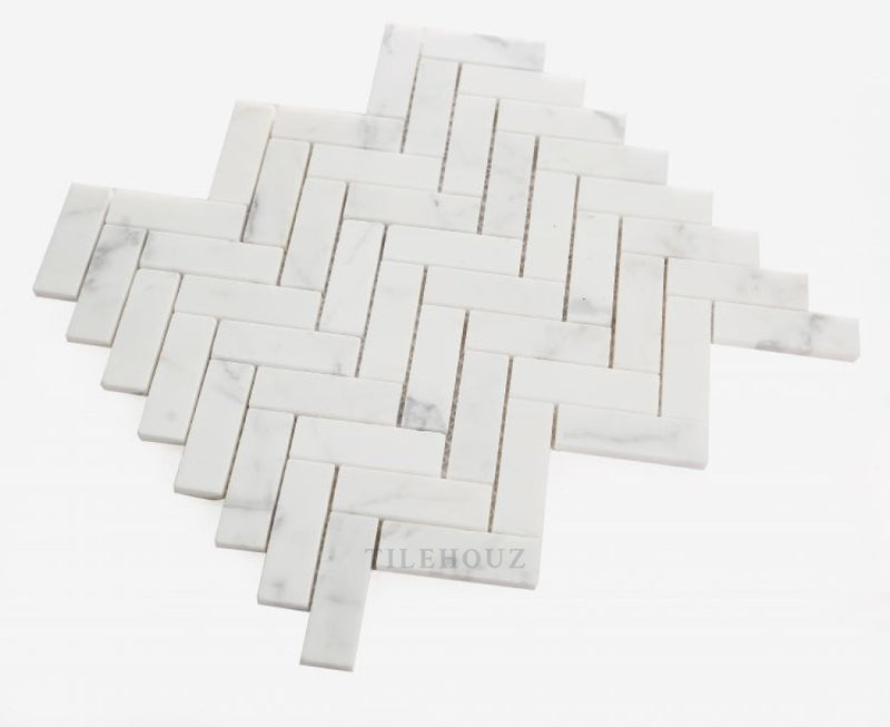 Herringbone Calacatta White Honed 11.25 X 12.5 Marble